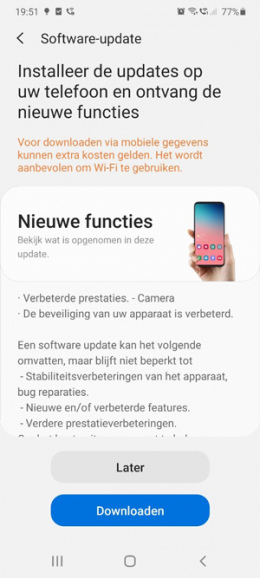 Samsung Galaxy S20 update maart 2020