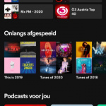 Spotify startscherm