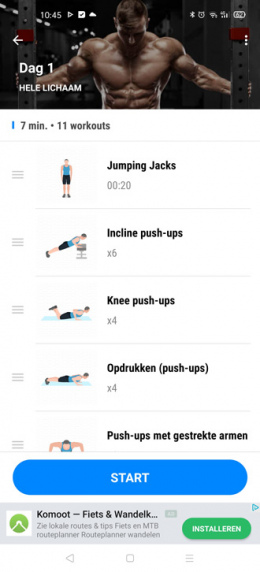 Workouts voor thuis app