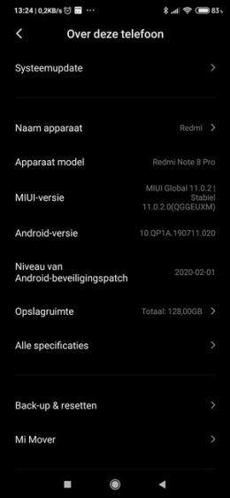 Xiaomi Redmi Note 8 pro android 10