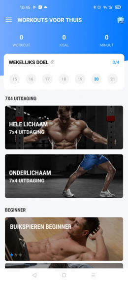 Workouts voor thuis app