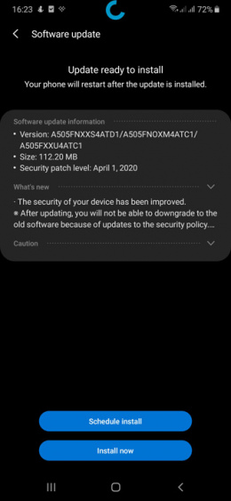 Galaxy A50 april update