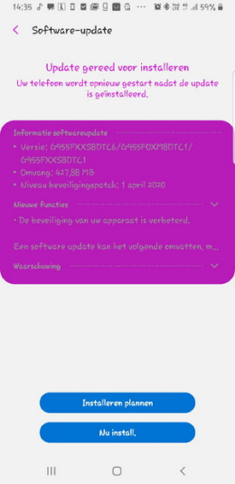 Galaxy S8 beveiligingsupdate april 2020