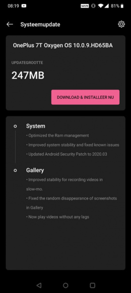 OnePlus 7T 7T Pro maart update