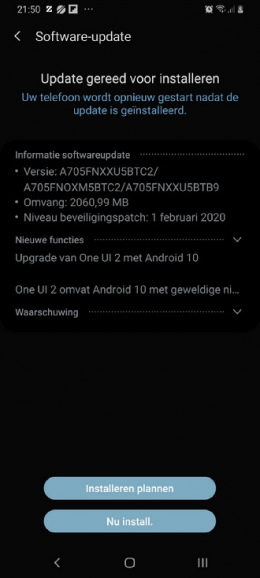 Samsung Galaxy A70 Android 10