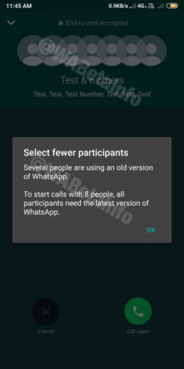 WhatsApp 8 deelnemers