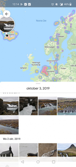 Google Foto's heatmap