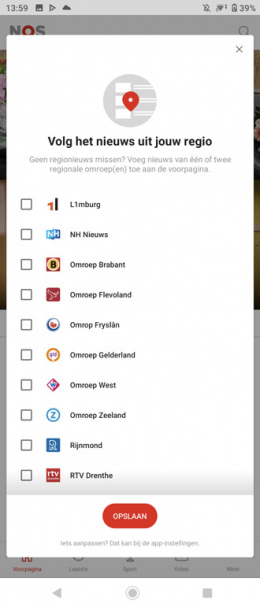 NOS app regio nieuws