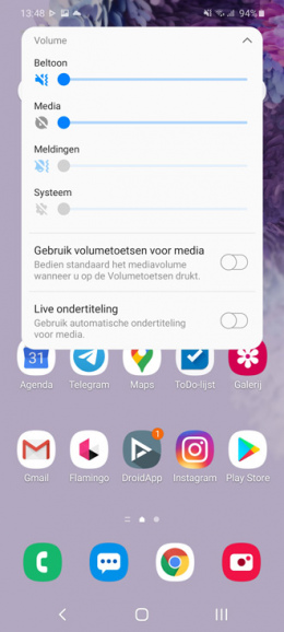 Samsung Galaxy S20 mediavolume