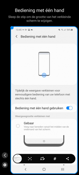 Samsung Galaxy bediening met één hand