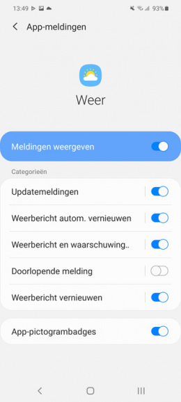 Samsung weer-meldingen