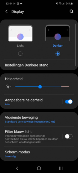Samsung Galaxy donker thema