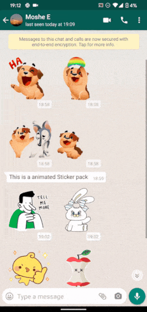 WhatsApp geanimeerde stickers