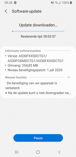 Samsung galaxy A8 juli 2020 update