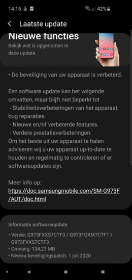 Galaxy S10 juli update