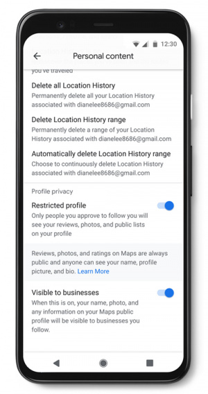 Google Maps Social media privacy