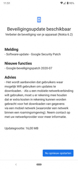 Nokia 6.2 beveiligingsupdate juli 2020