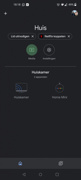 Google Home app 2.27 donker thema