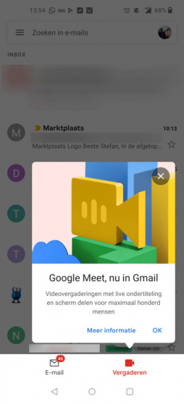Gmail vergaderen Google meet