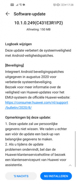 Huawei Nova 5T augustus update