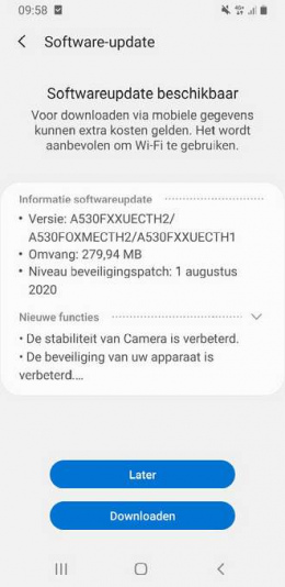 Samsung Galaxy A8 beveiligingsupdate augustus