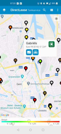 Tankservice app Belgie brandstofprijzen