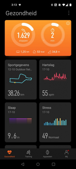 Huawei Gezondheid app startscherm