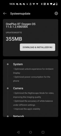 OnePlus 8T OxygenOS 11.0.1.2