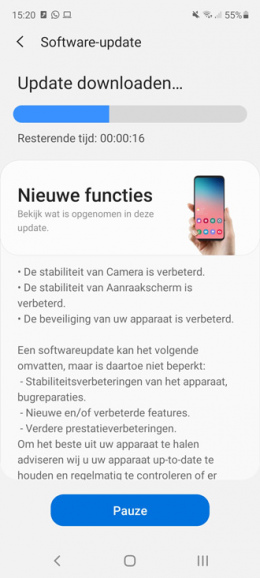 Samsung Galaxy S20 FE oktober update