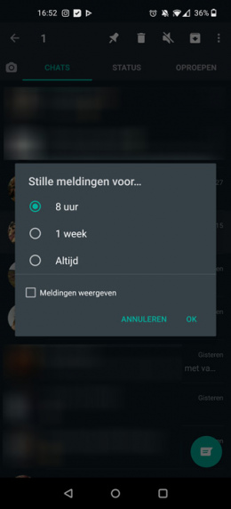 WhatsApp Altijd muten