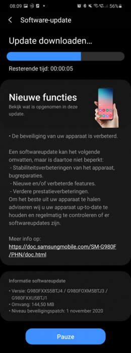 Samsung Galaxy S20 november update