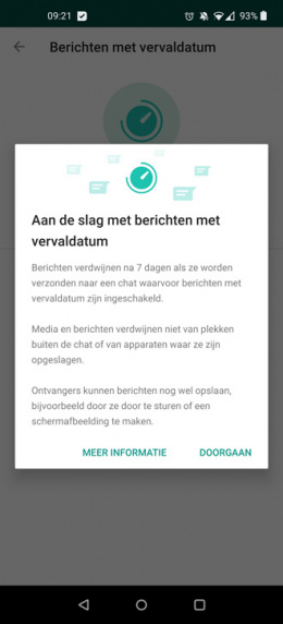 WhatsApp berichten met vervaldatum