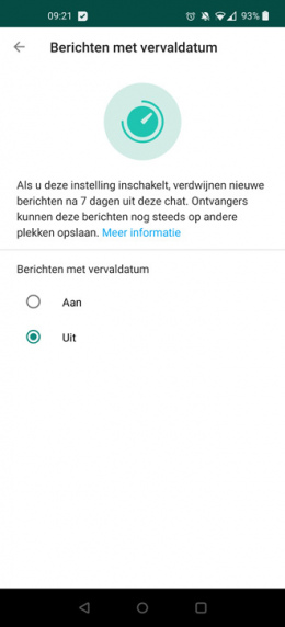 WhatsApp berichten met vervaldatum