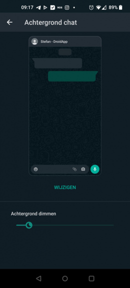 WhatsApp achtergrond dimmen