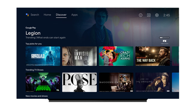 Android TV interface 2021