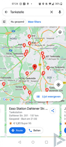 Google Maps brandstofprijzen