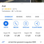 Google Maps tankstation brandstofprijs