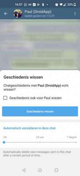 Telegram automatisch verwijderen