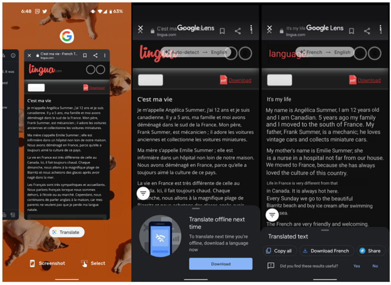 Android 12 multitasking Google Lens translate