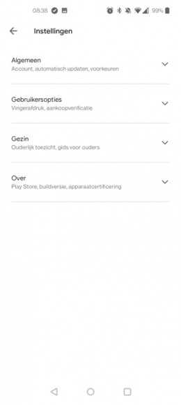 Google Play Store instellingen nieuw