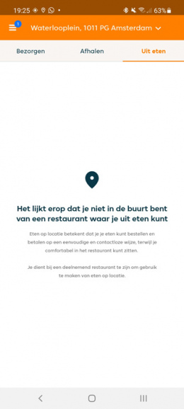 Thuisbezorgd app eten op locatie