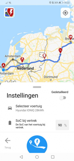 ABRP navigatie elektrische auto