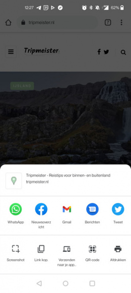 Chrome Android deelmenu