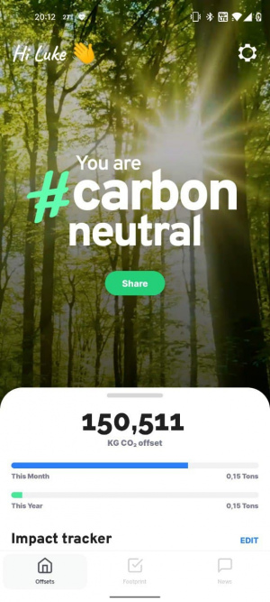Klima app CO2 voetafdruk