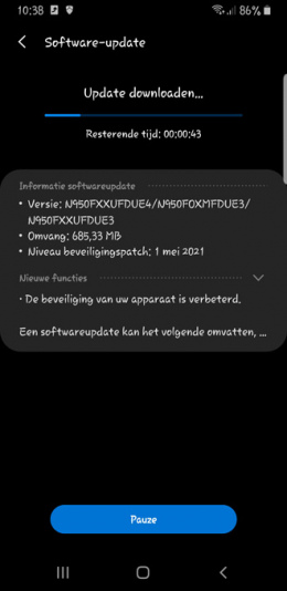Galaxy Note 8 mei update
