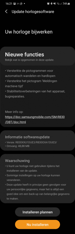 Galaxy Watch Active 2 update juni 2021