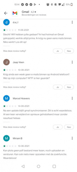 Gmail app problemen