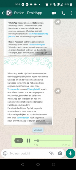 WhatsApp spraakbericht versneld afspelen