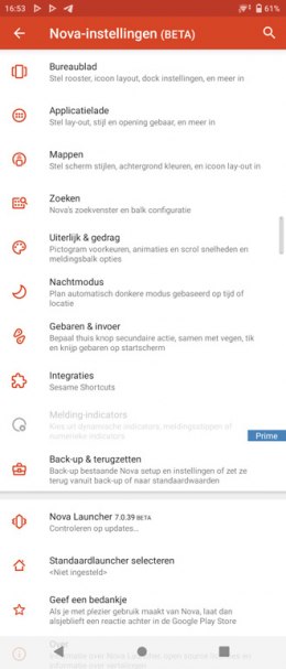 Nova Launcher 7 instellingen