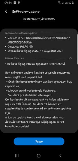 Samsung Galaxy Note 8 beveiligingsupdate augustus 2021